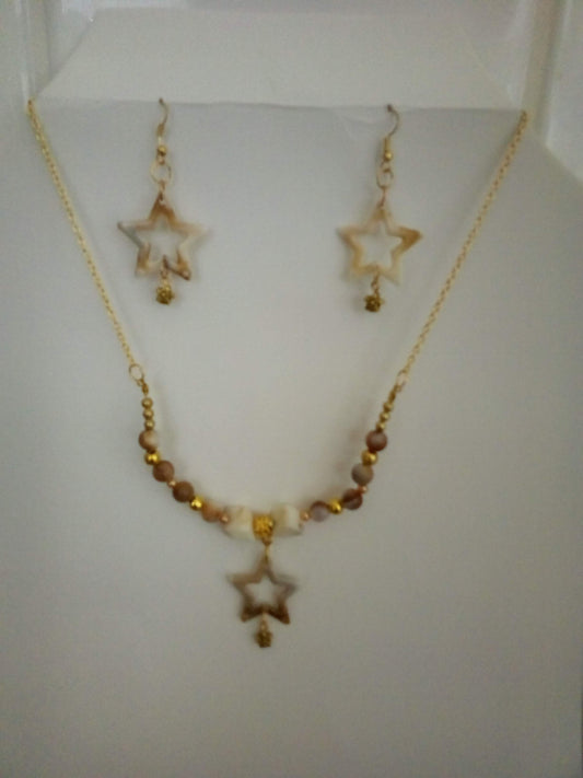 Necklace and earrings set (Earth tones with stars)